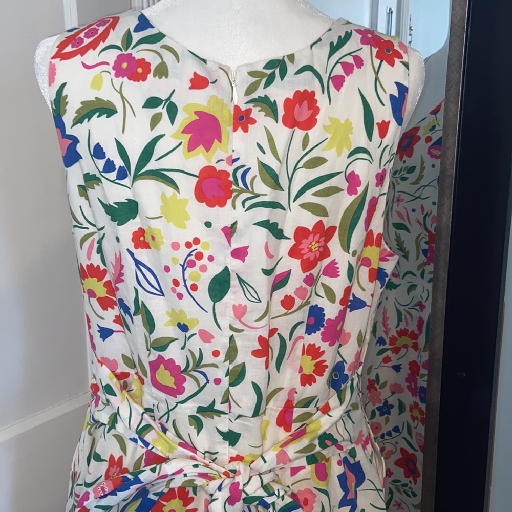 Boden Floral Midi Dress in White with Multicolor Print - Picture 8 of 8